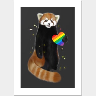 Cute panda with rainbow  heart Posters and Art